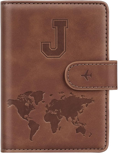 Passport Holder Cover Initail Letter A-Z Travel Wallet 3D Embossed Design RFID Blocking Card Holder Personalized Gift Passport Cover Wallet, Passport Book Holders for Women and Girls, Pink-A