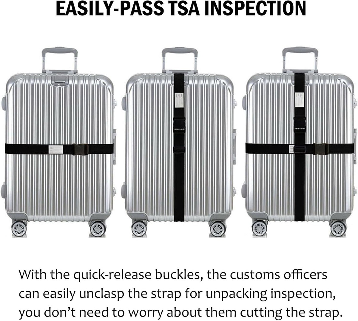 Ultra Long Heavy Duty Luggage Straps for Suitcases/Uprights/Duffels/Bags, 79" Adjustable Travel Packing Belts for Cargo Safety, Sturdy Baggage Strap Belts Multi-Pack