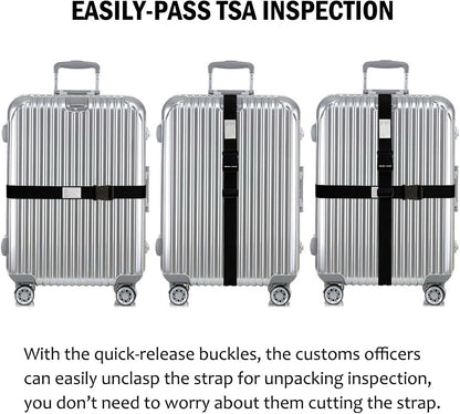 Ultra Long Heavy Duty Luggage Straps for Suitcases/Uprights/Duffels/Bags, 79" Adjustable Travel Packing Belts for Cargo Safety, Sturdy Baggage Strap Belts Multi-Pack