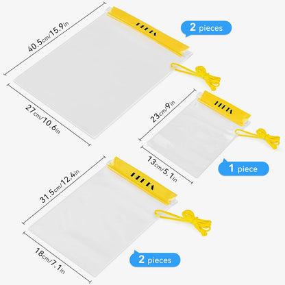 HEETA 5-Pack Clear Waterproof Dry Bag Pouch, Water Tight Cases Dry Bags Document Holder for Camera Mobile Phone Maps, Kayaking Boating