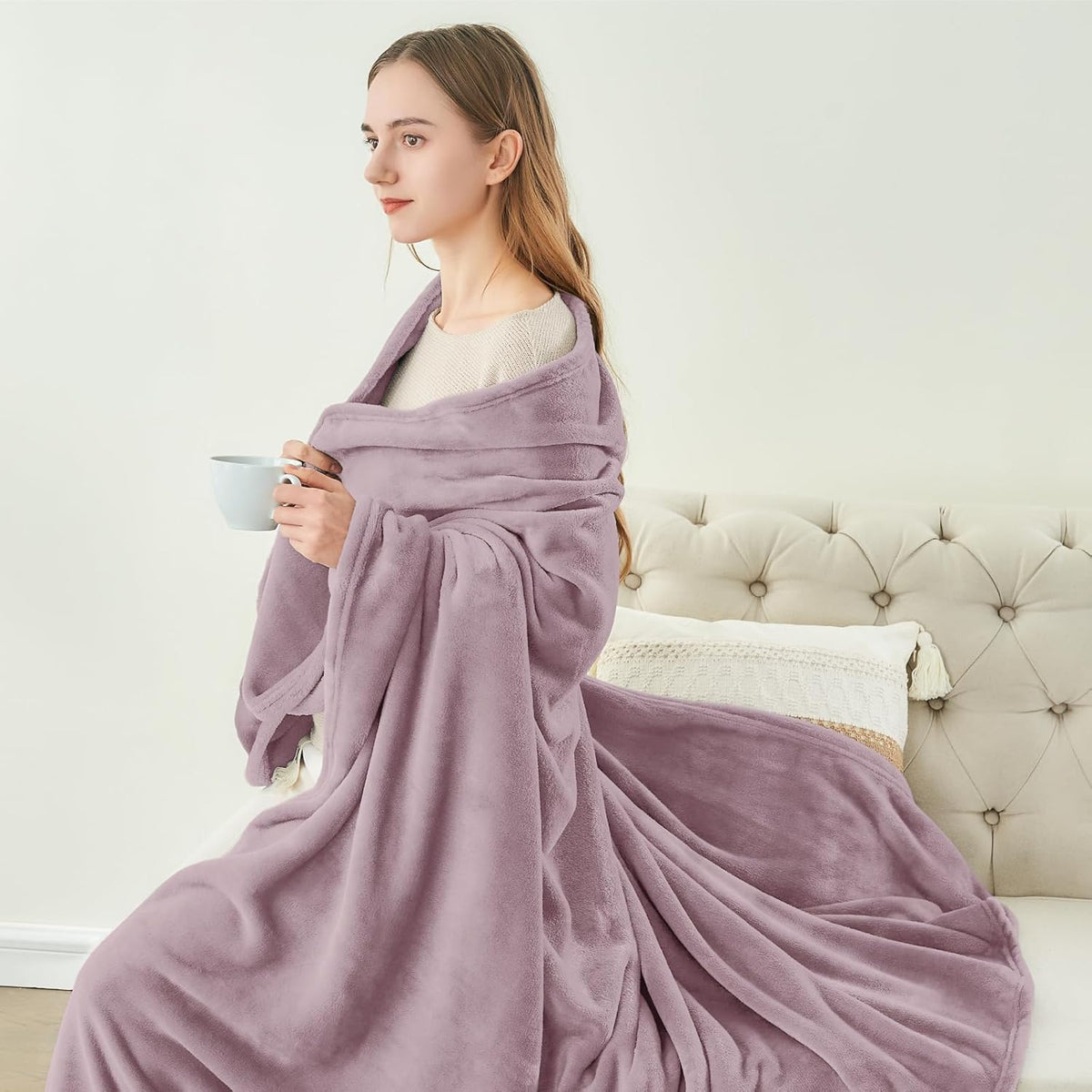 Fleece Blanket Soft Plush Throw for Couch Black 50"x60" - Colors A
