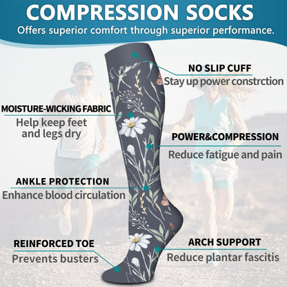6 Pack Copper Compression Socks for Women and Men Circulation-Best Support for Medical,Running,Nursing,Athletic - Colors B