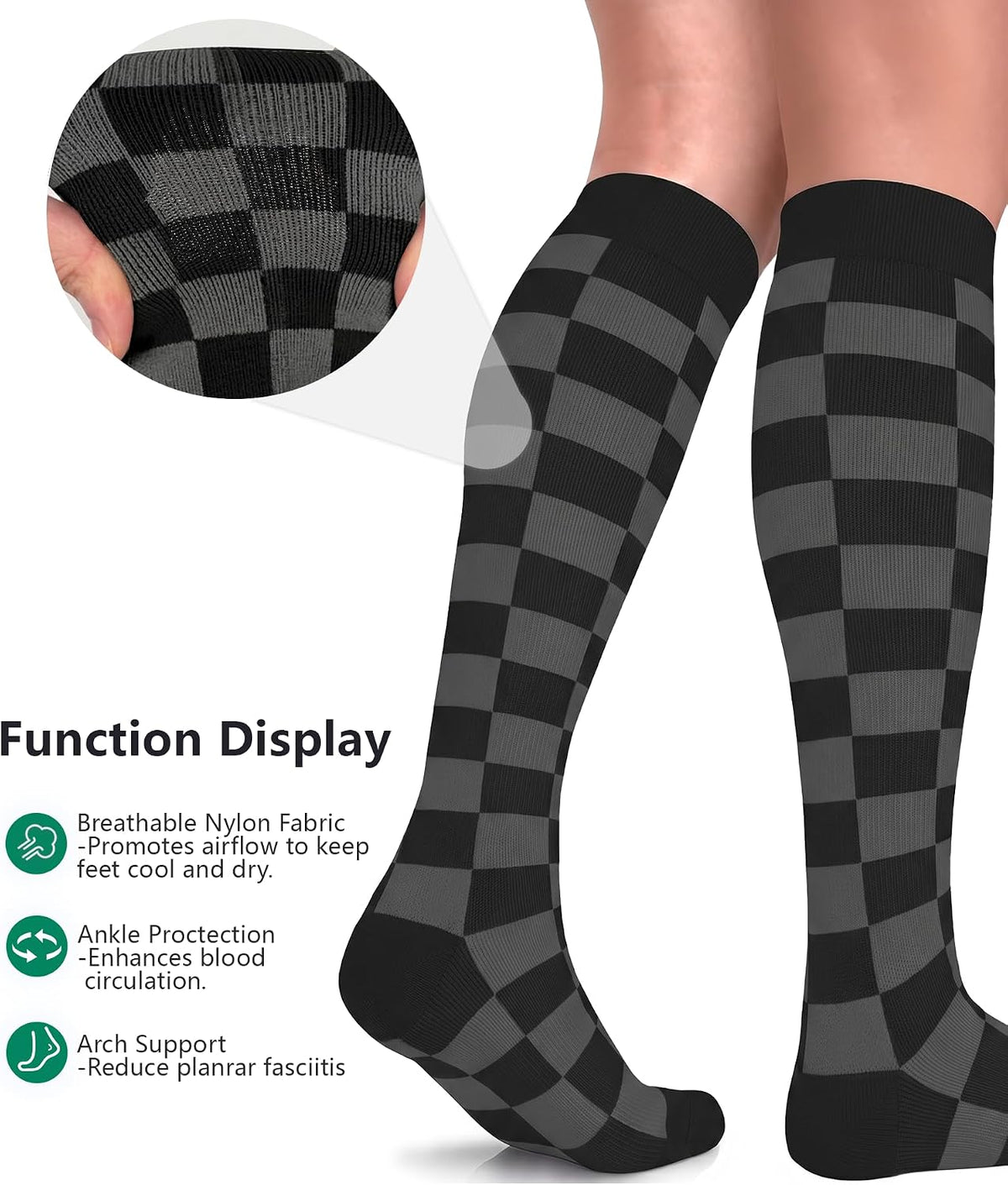 FuelMeFoot 3 Pack Copper Compression Socks - Compression Socks Women & Men Circulation - Best for Medical,Running,Athletic