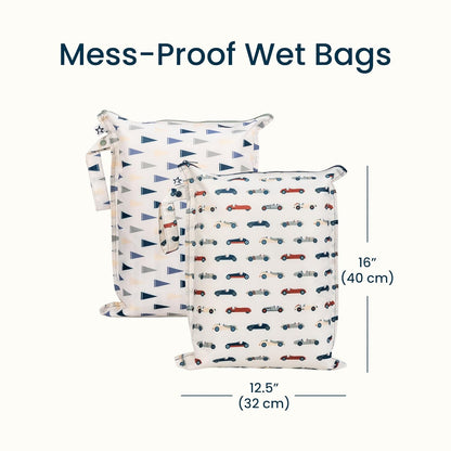 Tiny Twinkle Mess Proof Wet Bags | Reusable Waterproof Wet Bags for Swimsuits | Baby Clothes | Travel & Diaper Bag (Black, Green Checkers) - Colors B