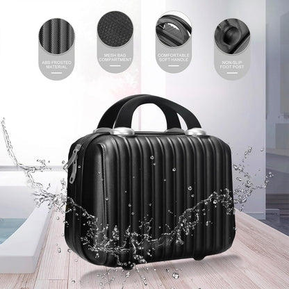 11 inch Hard Shell Cosmetic Case Makeup Travel Case Organizer Bag Small Portable Make up Train Hand Luggage with Elastic Strap ABS Mini Suitcase Gifts for Her.