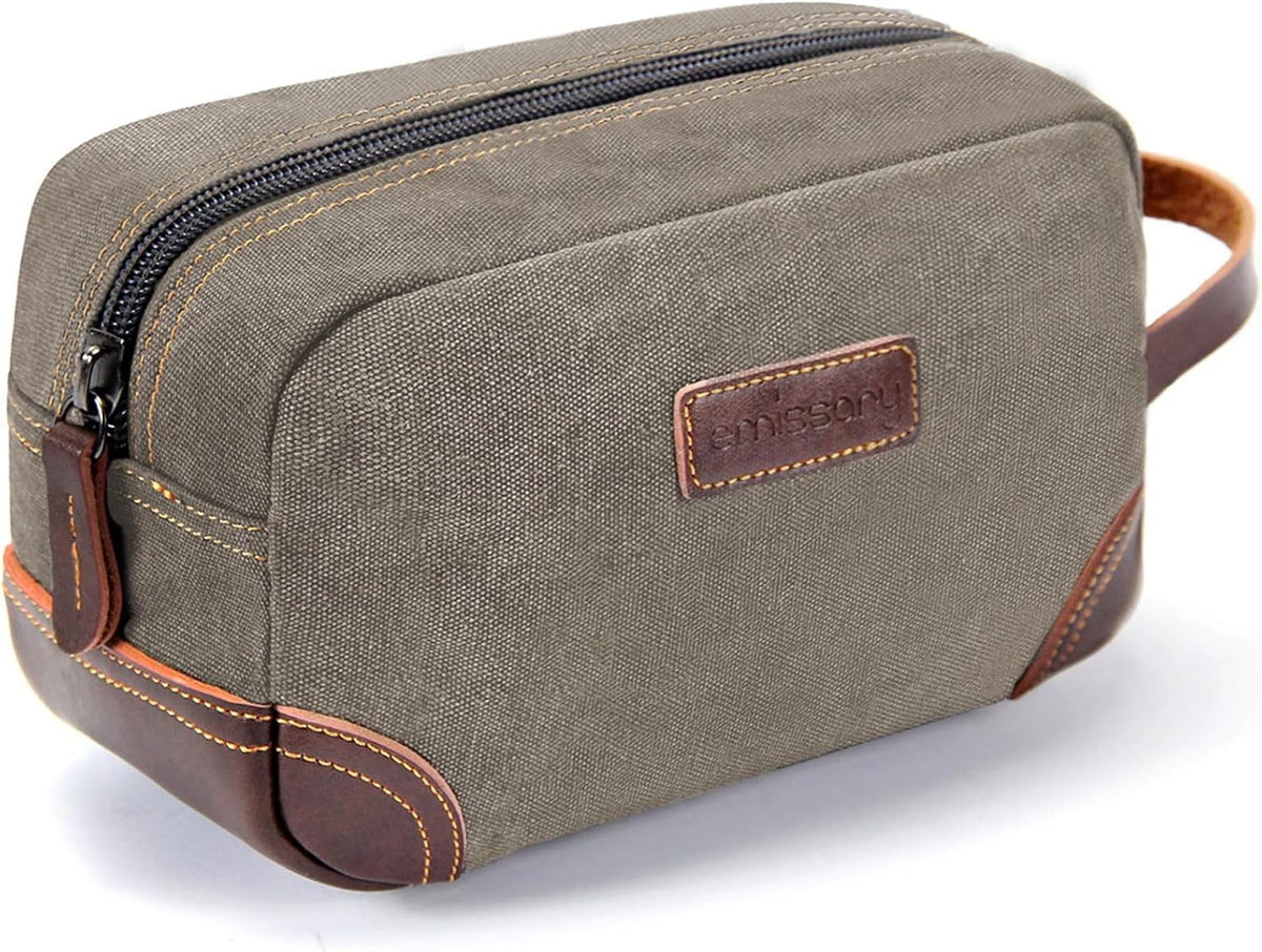 emissary Toiletry Bag for Men, Canvas Travel Toiletry Bag Men's Dopp Kit, Water-resistant Bathroom Bag Mens Shaving Kit, Travel Kit Small Bags, Shaving Bag, Toiletry Bags