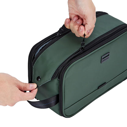 ZEEMO Travel Toiletry Bag for Men, Medium Water-Resistant Double-Sided Full-Open Dopp Kit, Versatile Organizer for Shower and Hygiene Accessories, Bathroom Essentials, Cosmetics, Black