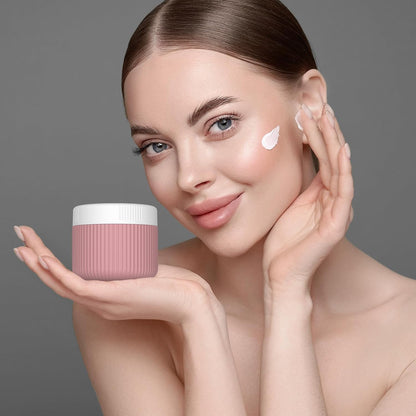 ME.FAN Travel Containers for Toiletries, TSA Approved 1.5 oz Silicone Cream Jars, Leak-proof Journey Containers, Trip Accessories with Lid for Cosmetic Face Hand 4 Pack White Lid - Morandi