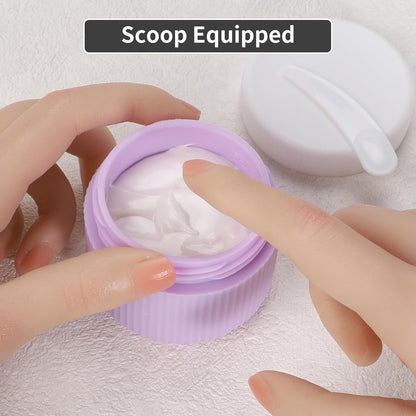 ME.FAN Travel Containers for Toiletries, TSA Approved 1.5 oz Silicone Cream Jars, Leak-proof Journey Containers, Trip Accessories with Lid for Cosmetic Face Hand 4 Pack White Lid - Morandi