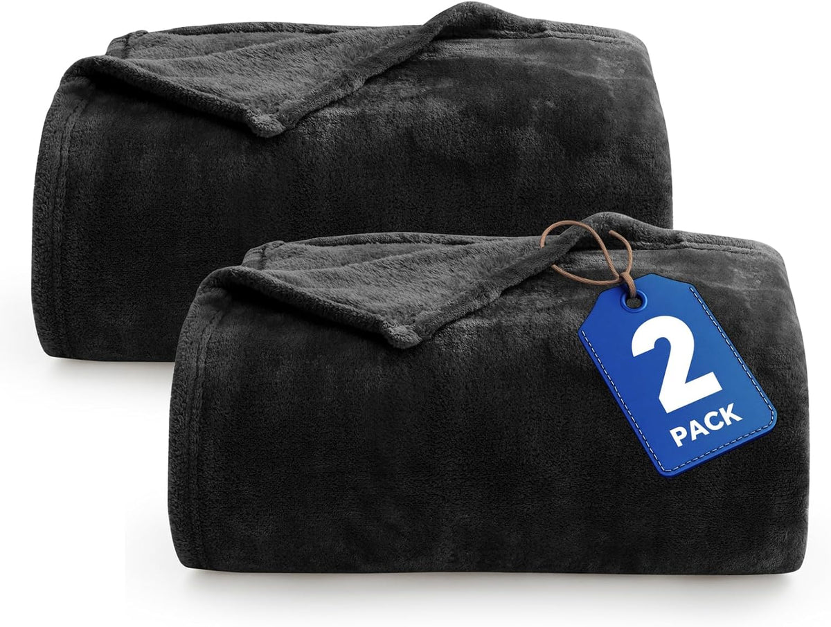 BEDELITE Fleece Blanket Black Throw Blankets for Couch & Bed, Luxury Plush Cozy Fuzzy Blanket 50x60 inches, Super Soft Warm Lightweight Throw Blanket for Travel Camping - Colors B