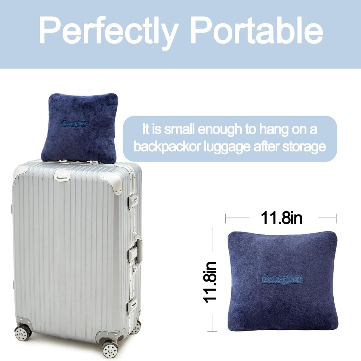 Travel Blanket Pillow, Premium 2 in 1 Flannel Airplane Blanket Compact for Travel,Office, Home,Travel Essentials Accessories for Plane and Car,Compact Office Blanket (Pink)