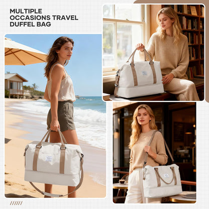 Travel Duffel Bag, Sports Tote Gym Bag, Shoulder Weekender Overnight Bag for Women - Colors B