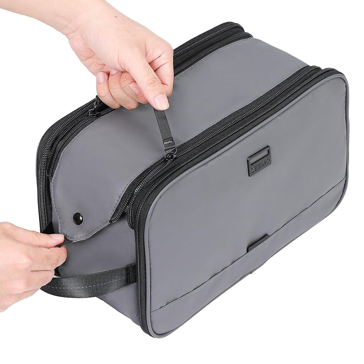 ZEEMO Travel Toiletry Bag for Men, Medium Water-Resistant Double-Sided Full-Open Dopp Kit, Versatile Organizer for Shower and Hygiene Accessories, Bathroom Essentials, Cosmetics, Black