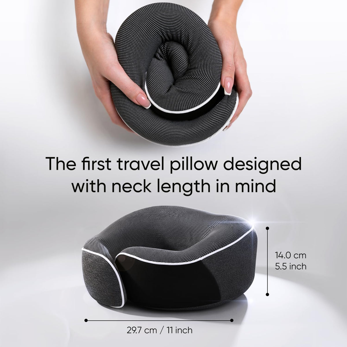 Proglobe Travel Neck Pillows for Airplanes, Sleeping Essentials for Long haul Flights, 360° Head Support, Car and Airplane Kit with 3D Contoured Eye Mask, Earplugs and Luxury Mesh Bag (Adult, Grey)