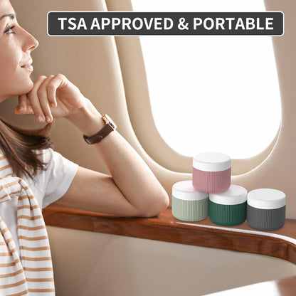 ME.FAN Travel Containers for Toiletries, TSA Approved 1.5 oz Silicone Cream Jars, Leak-proof Journey Containers, Trip Accessories with Lid for Cosmetic Face Hand 4 Pack White Lid - Morandi
