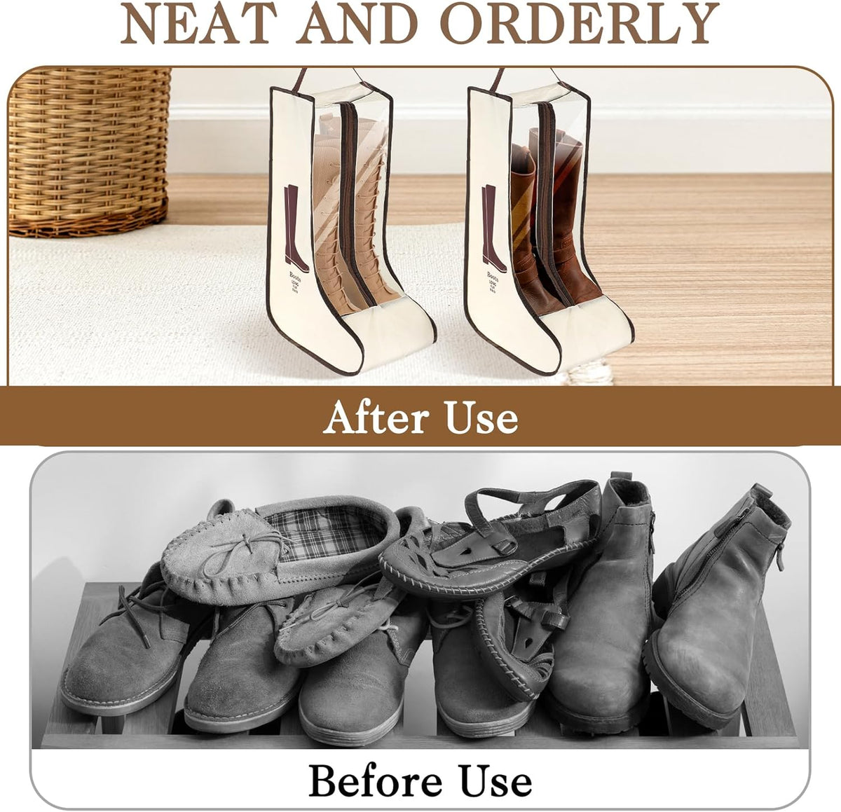 2 Set Boot Storage Bag, Portable Boots Protector Bag Dust Proof Travel Shoe Bags with Handle Boots Organizer for Packing Travel and Daily Use(Short)