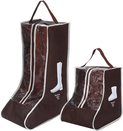 2 Pcs Tall Boot Bags for Cowboy Boots, Visualization Boot Storage Bag, Waterproof, Dustproof, Portable, Suitable for Travel and Daily Use, Foldable, Leather Shoes, Sports Shoes Storage (Cream White)