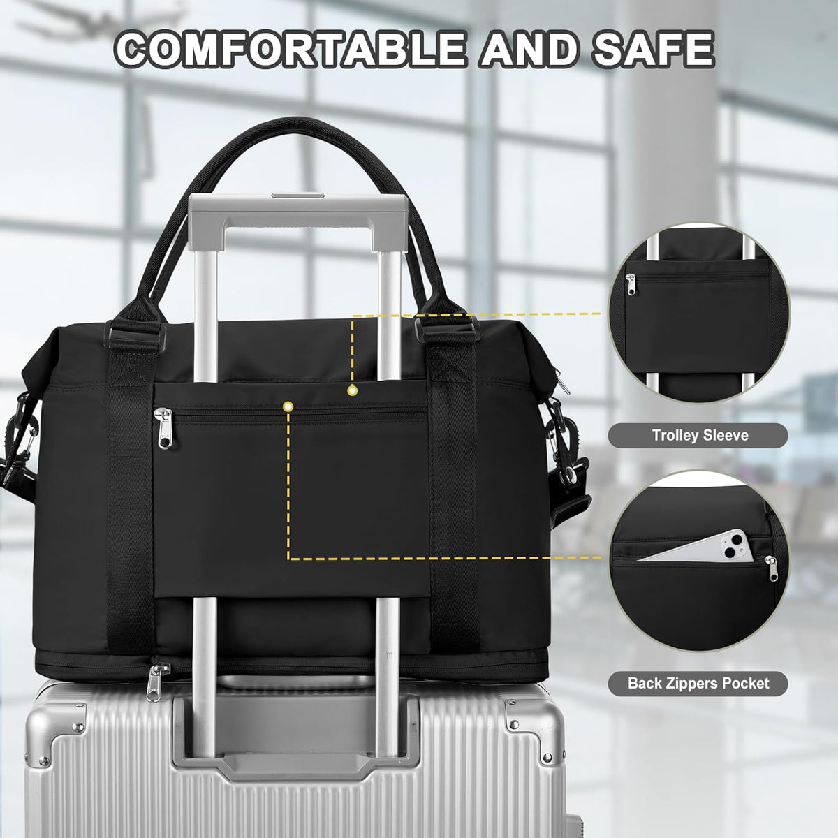 Travel Duffel Bag, Sports Tote Gym Bag, Shoulder Weekender Overnight Bag for Women - Colors A