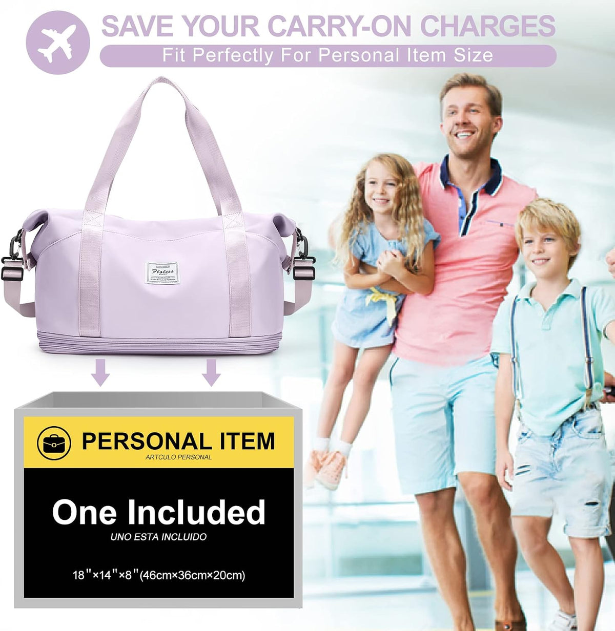 Travel Duffel Bag, Sports Tote Gym Bag, Shoulder Weekender Overnight Bag for Women - Colors A