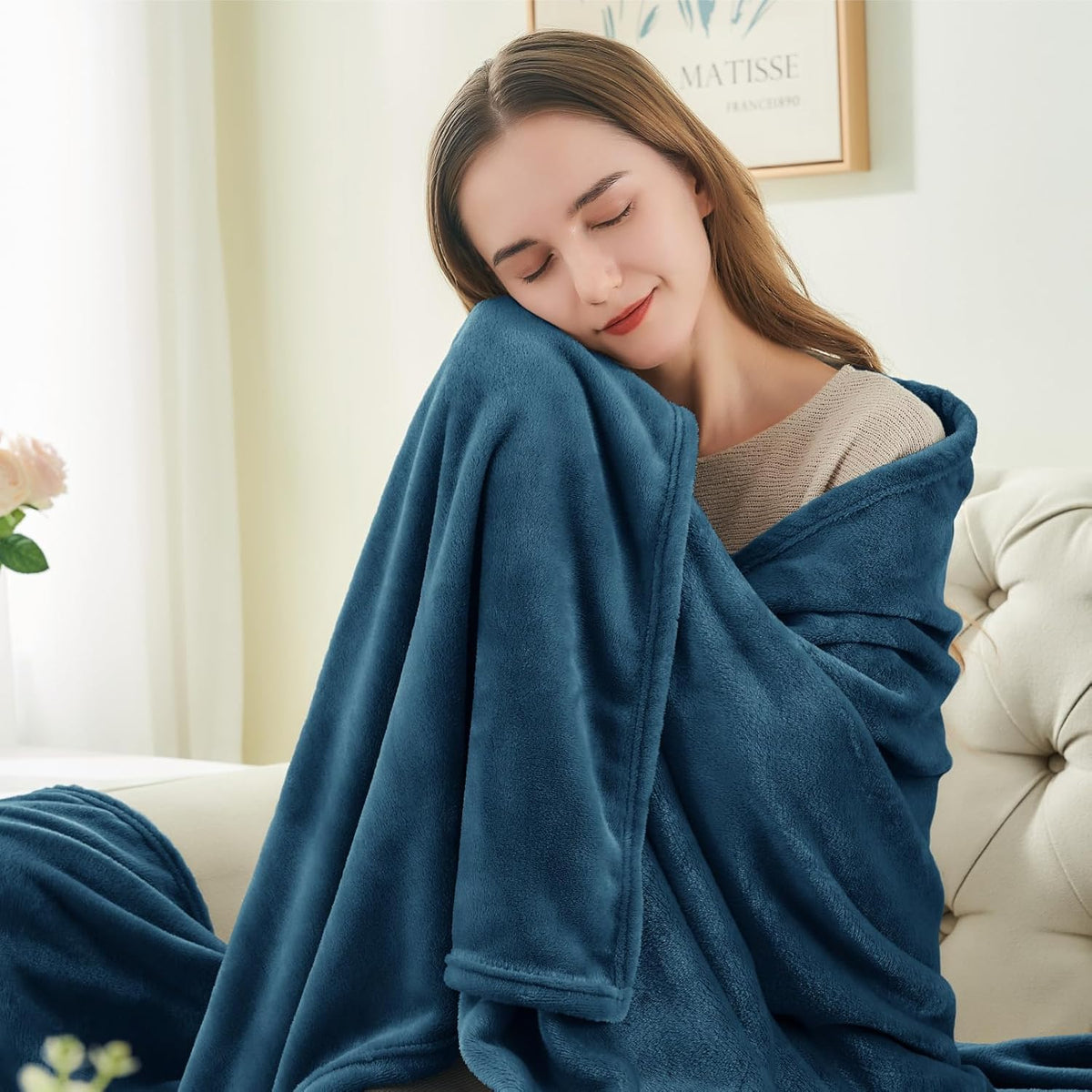 Fleece Blanket Soft Plush Throw for Couch Black 50"x60" - Colors A