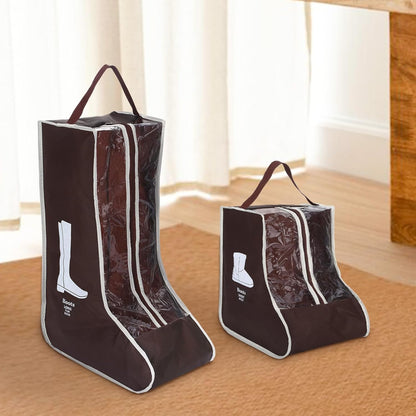 2 Pcs Tall Boot Bags for Cowboy Boots, Visualization Boot Storage Bag, Waterproof, Dustproof, Portable, Suitable for Travel and Daily Use, Foldable, Leather Shoes, Sports Shoes Storage (Cream White)
