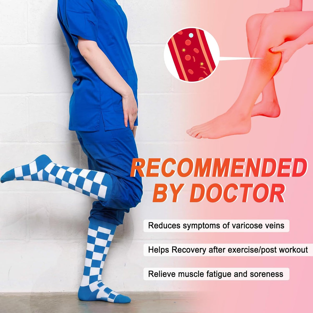 4 Pairs Compression Socks for Women Circulation-Best Support for Nurses,Running,Athletic,Travel