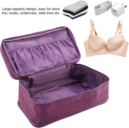 Milltrip Travel Underwear Bag, Waterprof Portable Storage Case with Multiple Layers & Pockets for Bras, Socks, Underwear, USB Cables, Compact Travel Bra (Gray)