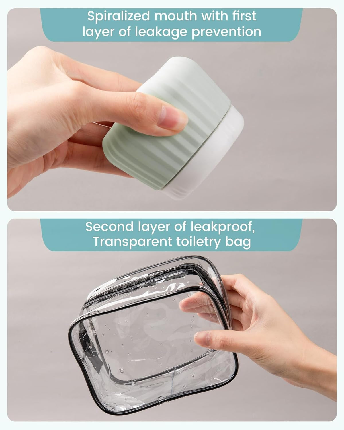 Mrsdry Travel Containers for Toiletries 4 Pack, TSA Approved Travel Size Toiletries, Portable Size Containers, With Clear Bag Leak Proof Silicone Jars, Essentials Creams Jars Carrying Small Items