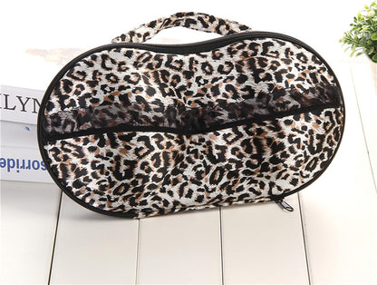Travel Organizer Bra and Underwear Zip Bag，Portable Bra Storage Case with Net Traveling Lingerie Organizer Bag for Luggage Women Bras Bikin (Leopard print)