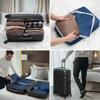 CherryNow Compression Packing Cubes, 7 Set Packing Cubes Compression, Travel Essentials, Travel Organizer for Shoes, Clothing, Grey