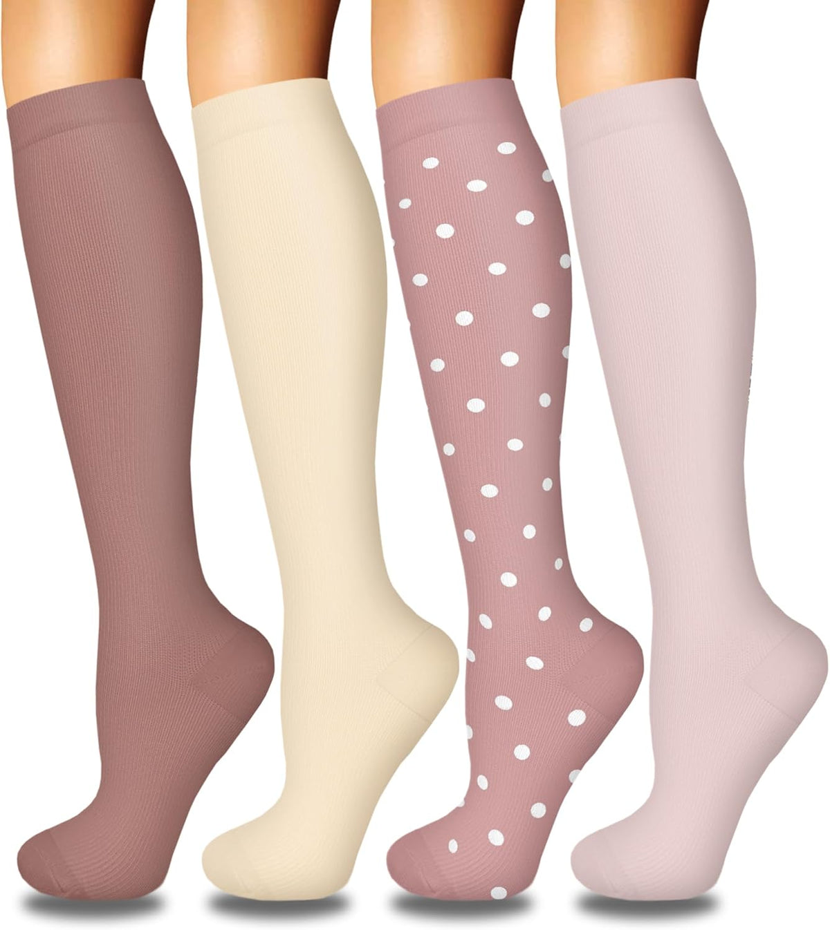 4 Pairs Compression Socks for Women Circulation-Best Support for Nurses,Running,Athletic,Travel