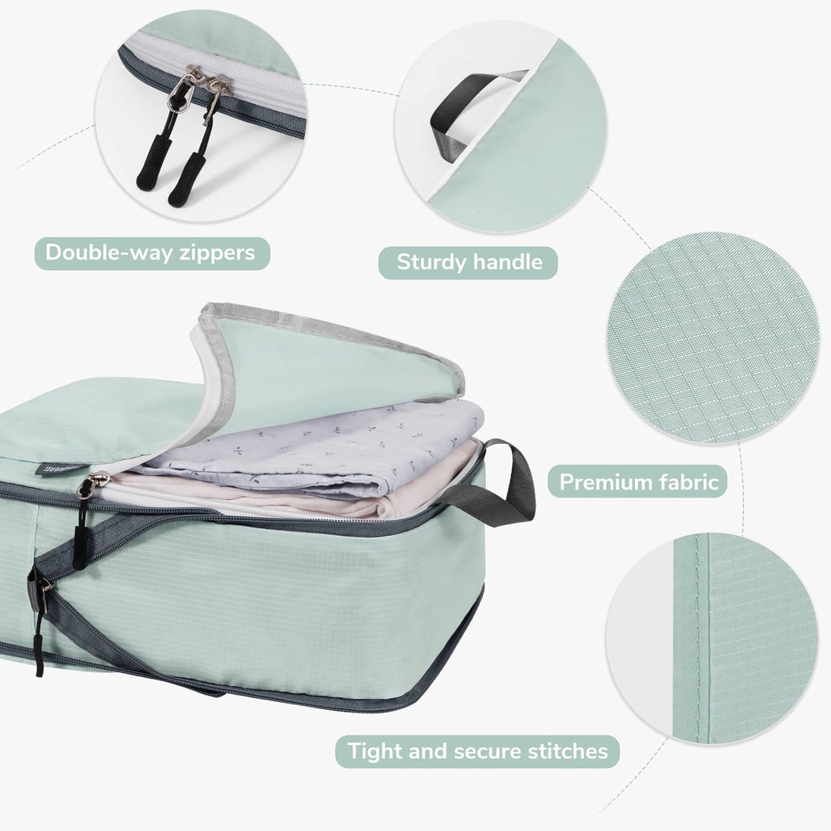 CherryNow Compression Packing Cubes, 7 Set Packing Cubes Compression, Travel Essentials, Travel Organizer for Shoes, Clothing, Grey