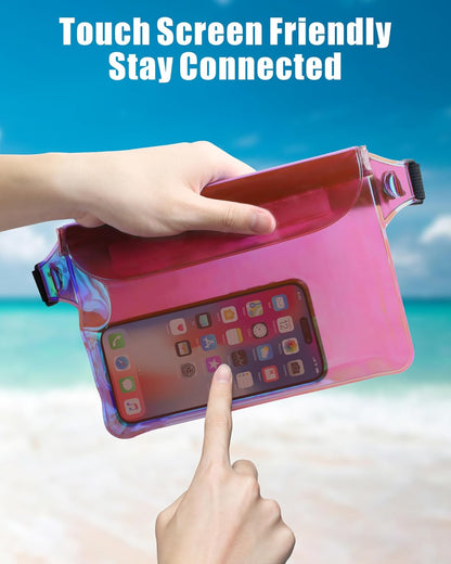F-color Waterproof Fanny Pack - Cruise Essentials 2026 - Waterproof Pouch with Adjustable Waist Strap, Triple Zipper Roll-Top Dry Bag for Phone, Keep Passport Valuables Dry for Beach Kayaking Boating