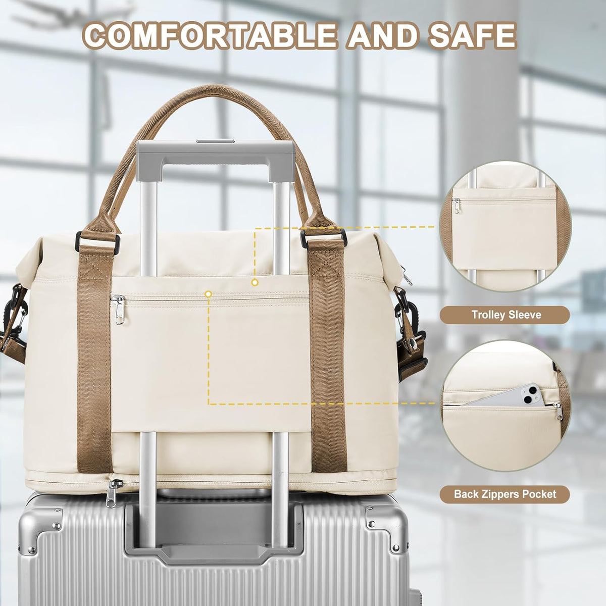Travel Duffel Bag, Sports Tote Gym Bag, Shoulder Weekender Overnight Bag for Women - Colors B