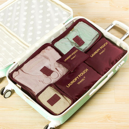 6 Set Packing Cubes for Travel Luggage Packing Bags Reusable Waterproof Suitcase Organizer Bags Set with Shoe Bag and Toiletry Bag (Green)
