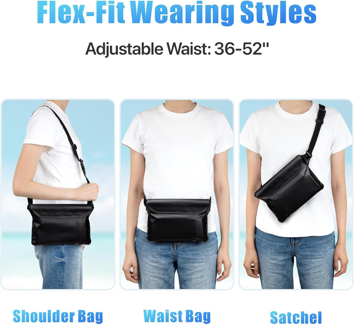 F-color Waterproof Fanny Pack - Cruise Essentials 2026 - Waterproof Pouch with Adjustable Waist Strap, Triple Zipper Roll-Top Dry Bag for Phone, Keep Passport Valuables Dry for Beach Kayaking Boating