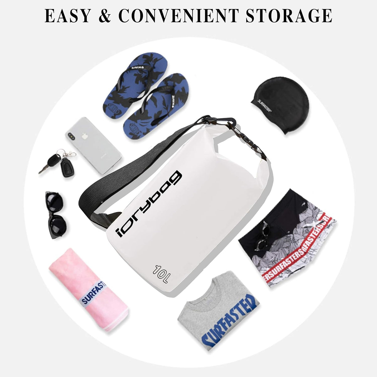 IDRYBAG Dry Bag for Kayaking Waterproof 2L/5L/10L/15L/20L, Small Dry Sack Waterproof Bag for Boating