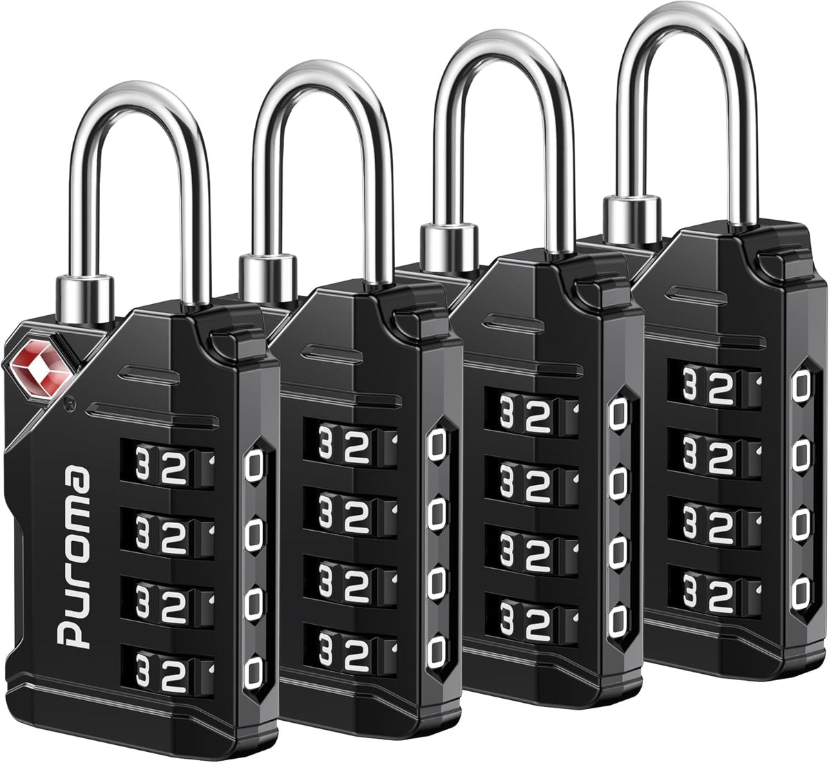 Puroma TSA Approved Luggage Locks, 2 Pack 4 Digit Resettable Travel Combination Code Lock with Zinc Alloy Body for Suitcase, Backpack, Laptop Bag, Gym Locker, Toolbox (Orange)