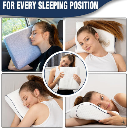Travel & Camping Comfortable Memory Foam Pillow – Easy to Carry Portable Bag – Temperature Regulating Pillow Case