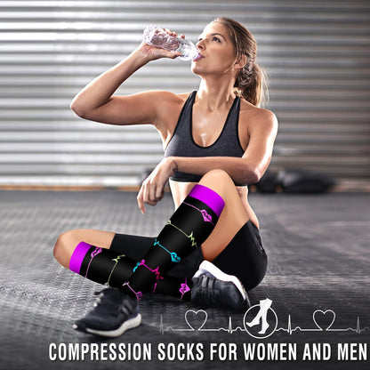 6 Pack Copper Compression Socks for Women and Men Circulation-Best Support for Medical,Running,Nursing,Athletic - Colors B