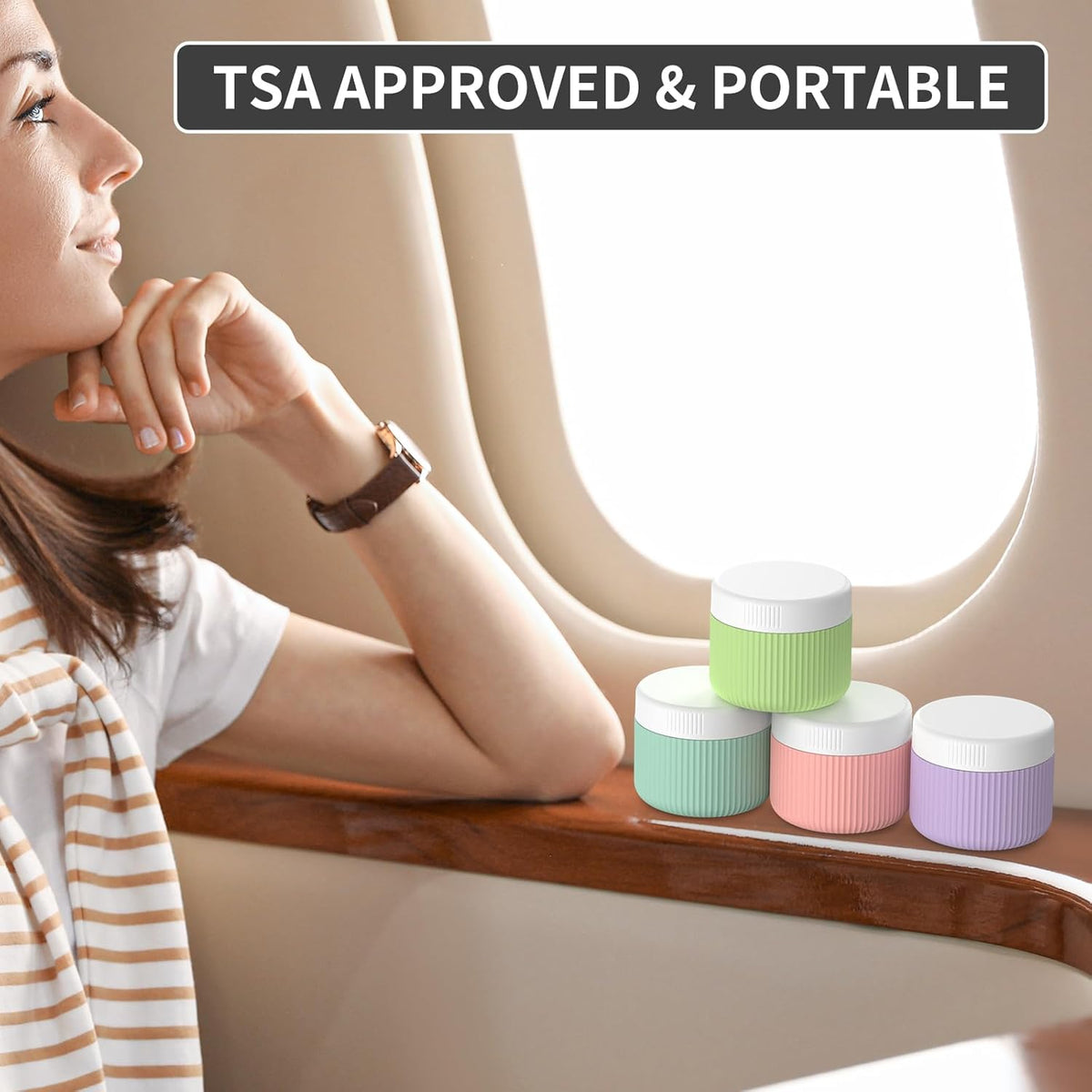 ME.FAN Travel Containers for Toiletries, TSA Approved 1.5 oz Silicone Cream Jars, Leak-proof Journey Containers, Trip Accessories with Lid for Cosmetic Face Hand 4 Pack White Lid - Morandi