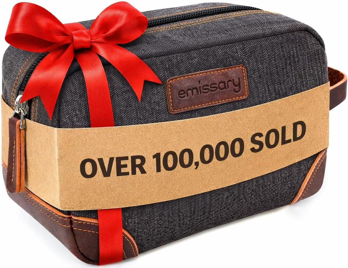 emissary Toiletry Bag for Men, Canvas Travel Toiletry Bag Men's Dopp Kit, Water-resistant Bathroom Bag Mens Shaving Kit, Travel Kit Small Bags, Shaving Bag, Toiletry Bags