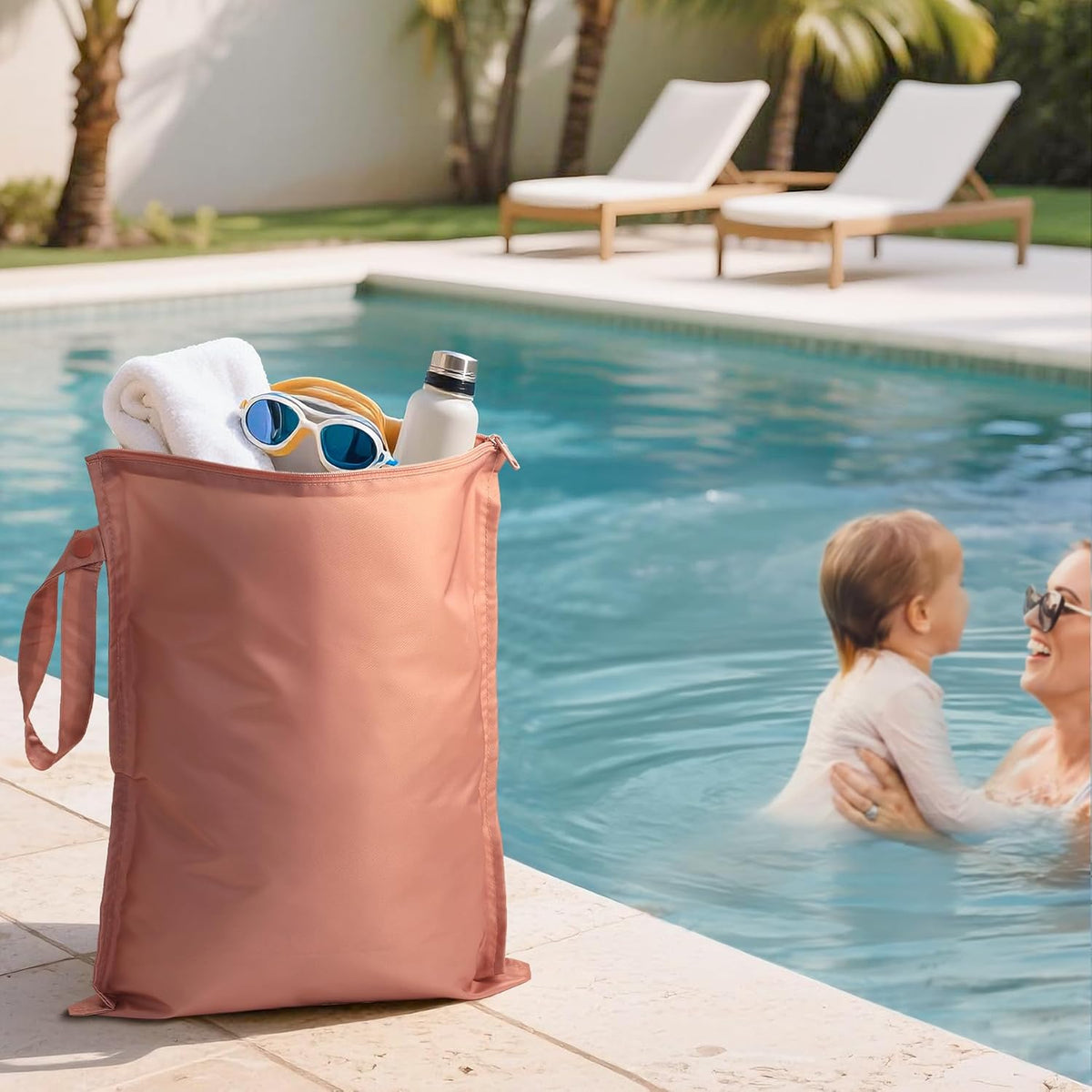 RelaxScene Wet Dry Bags Water Resistant - Reusable Waterproof Wet Dry Bag for Swimsuits & Baby Clothes - Leakproof Storage Pouch Bag for Travel & Baby Diaper - Travel Laundry Daycare Bags