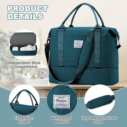 Travel Duffel Bag, Sports Tote Gym Bag, Shoulder Weekender Overnight Bag for Women - Colors A