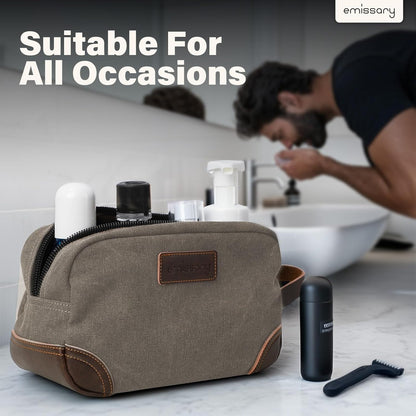 emissary Toiletry Bag for Men, Canvas Travel Toiletry Bag Men's Dopp Kit, Water-resistant Bathroom Bag Mens Shaving Kit, Travel Kit Small Bags, Shaving Bag, Toiletry Bags