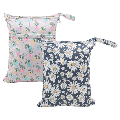 ALVA ALVABABY 3pcs Baby Cloth Diaper Wet/Dry Bags|Waterproof Reusable with Two Pockets|Travel, Beach, Pool, Daycare, Soiled Baby Items,Yoga,Gym Bag for Swimsuits or Wet Clothes 3L-ZM09 - Colors A