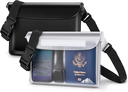 HEETA Waterproof Fanny Pack, Waterproof Pouch Dry Bag 2-Pack for Phone Passport Purse, Adjustable Waist Strap for Swimming Kayaking Boating Paddle Board Accessories Cruise Beach Camping Essentials