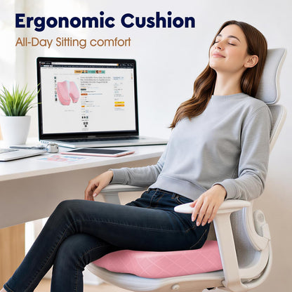 TushGuard Seat Cushion, Memory Foam Office Chair Cushion - Grey, Large