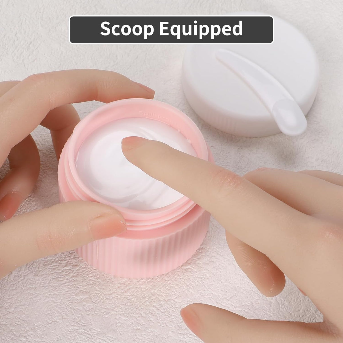 ME.FAN Travel Containers for Toiletries, TSA Approved 1.5 oz Silicone Cream Jars, Leak-proof Journey Containers, Trip Accessories with Lid for Cosmetic Face Hand 4 Pack White Lid - Morandi