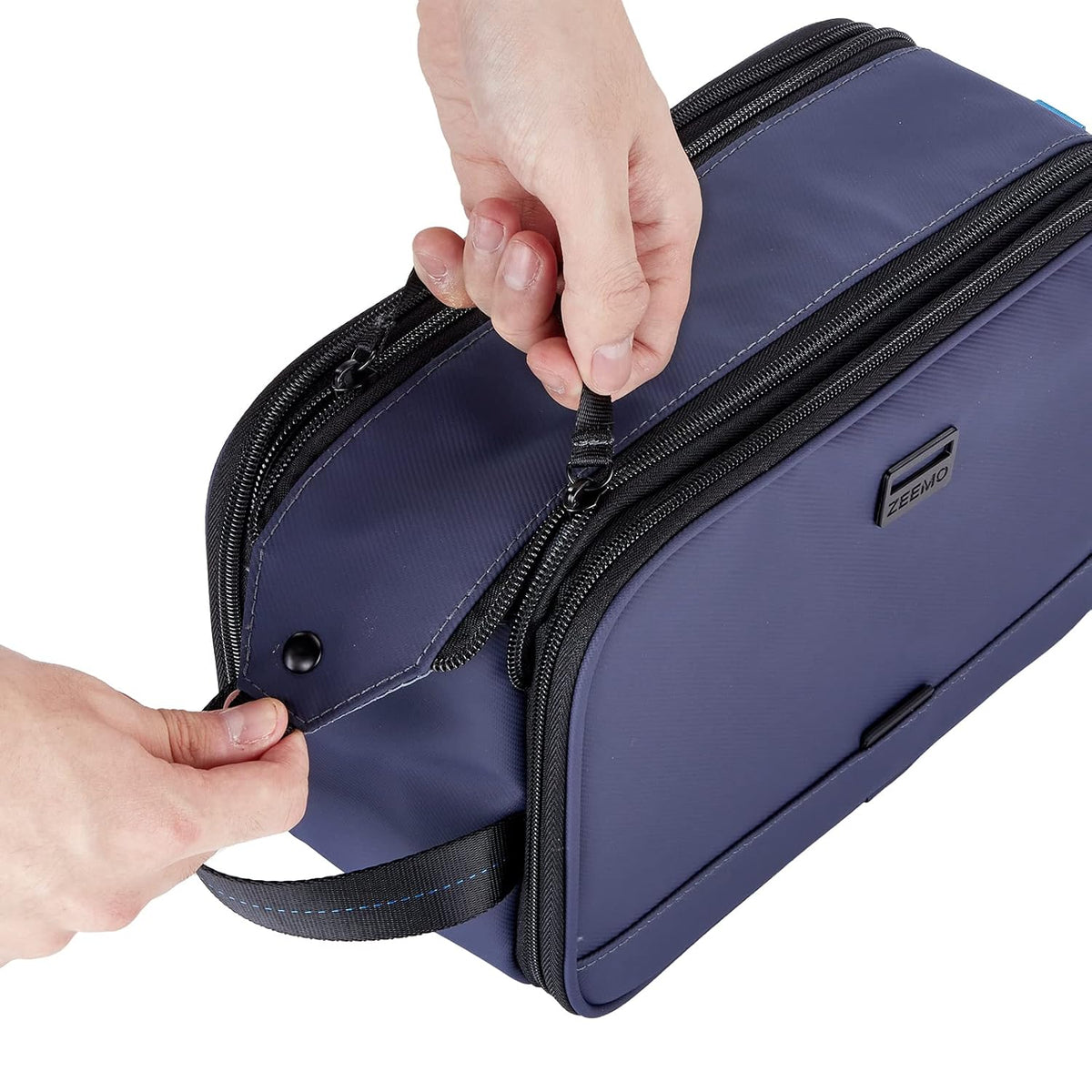 ZEEMO Travel Toiletry Bag for Men, Medium Water-Resistant Double-Sided Full-Open Dopp Kit, Versatile Organizer for Shower and Hygiene Accessories, Bathroom Essentials, Cosmetics, Black
